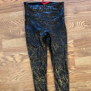 Spanx leopard leather leggings